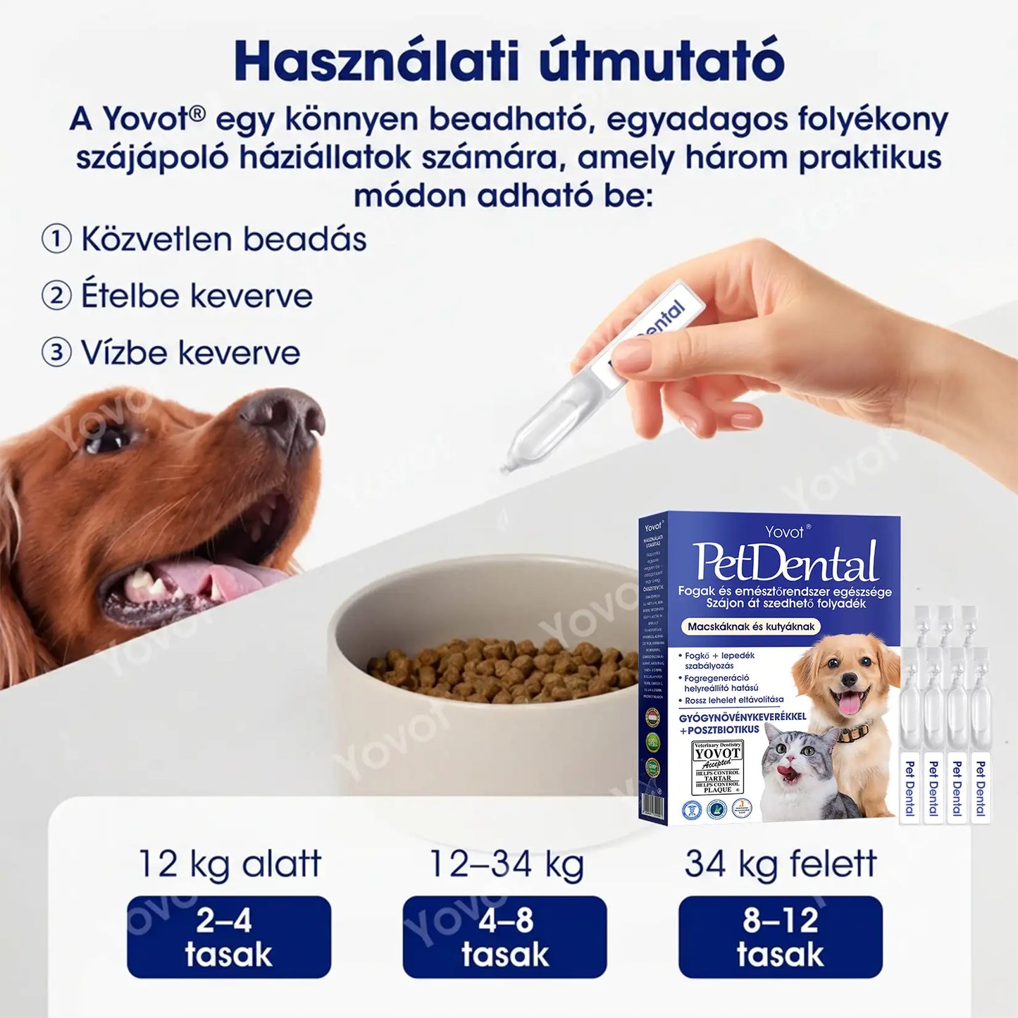 【Hivatalos bolt】Yovot® Pet Dental & Digestive Health szájápoló folyadék – friss lehelet, a fogkő eltávolításának támogatása és az íny regenerációjának elősegítése, a fogak stabilitásának támogatása (kutyák és macskák számára) – Ma akár 70% kedvezmény!