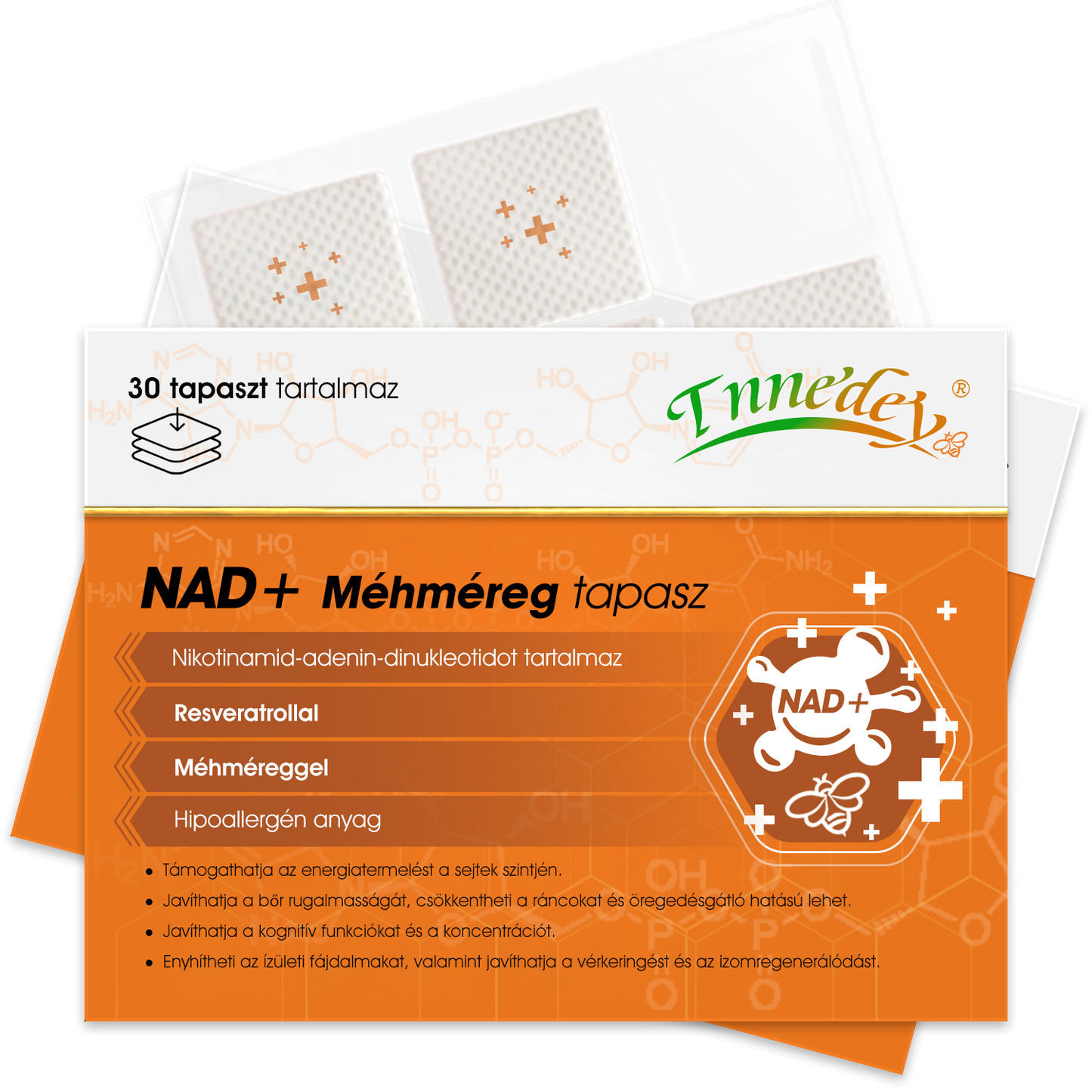 Tnnedey® tapaszok NAD+-szal és méhméreggel – Maximális bőrfiatalítás és energiabomba